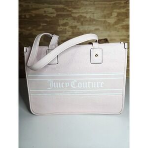 Juicy Couture Pink Tote Bag Embossed Logo Zip Gold Hardware Double Handles NEW